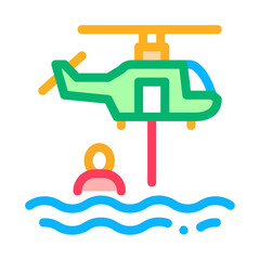 helicopter rescue on sea icon vector. helicopter rescue on sea sign. isolated contour symbol illustration