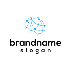 Simple modern brain technology logo design vector