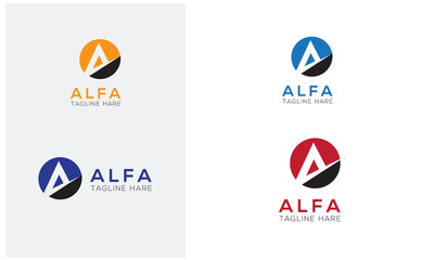 Creative Abstract A letter Logo Design Template Fully editable 4 color variation 