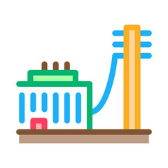 building connected electricity post icon vector. building connected electricity post sign. isolated contour symbol illustration