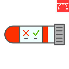 HIV test tube color line icon, aids and hiv, vial for analysis sign vector graphics, editable stroke filled outline icon, eps 10.