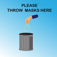 please throw masks here. vector illustrations