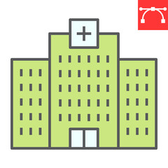 Hospital color line icon, AIDS and building, AIDS center sign vector graphics, editable stroke filled outline icon, eps 10.