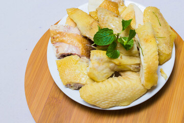 Amazing of Vietnamese food for Tet holiday in spring, it is traditional food on lunar new year: Banh chung, Boiled chicken, pickled onions, spring rolls ...