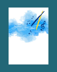 Watercolor background with flute - 1 © Salome