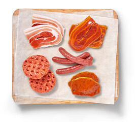 Raw steak in a studio setting, isolated on white