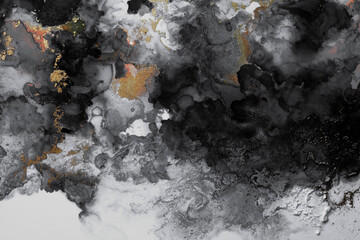 Art Abstract  watercolor and acrylic flow blot painting. Color long horizontal canvas texture background.
