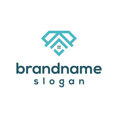 Diamond home logo design vector