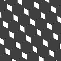Mesmeric diamond and hexagon abstract cubist art design wallpaper texture in pale black and white