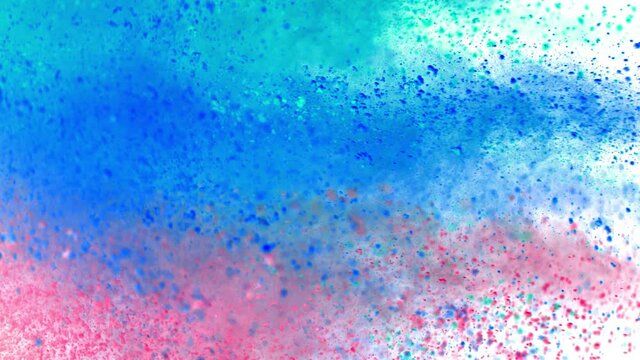 Super slow motion of coloured powder collision isolated on white background. Filmed on high speed cinema camera, 1000fps.