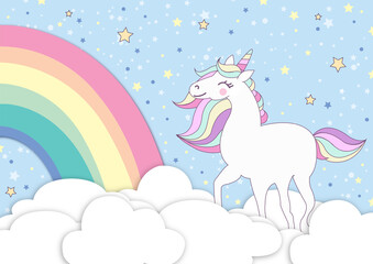 Fototapeta na wymiar Cool colorful unicorn