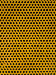 Bright yellow metal grille with small holes