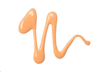 Liquid foundation sample isolated on white background. Makeup color swatch.