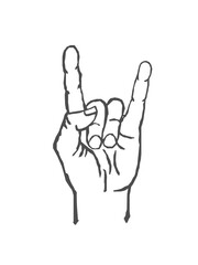 Rock music sign of horns sign vector