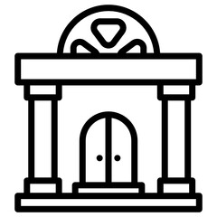 
Cinema icon style, movie house solid vector 
