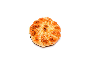Uzbek samsa on a white background