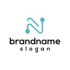 Letter N technology logo design vector