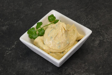 Hummus snack with olive oil