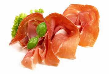 Smoked Ham Slices on white Background - Isolated