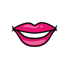 Pop art mouth smiling fill style icon