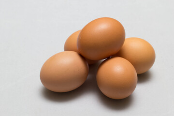 chicken eggs on the table. Farm products, natural eggs.