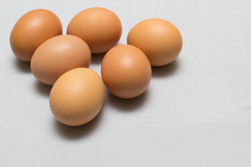 chicken eggs on the table. Farm products, natural eggs.