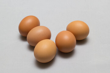 chicken eggs on the table. Farm products, natural eggs.