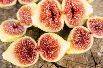 Figs split and ready to eat on the Mediterranean coast
