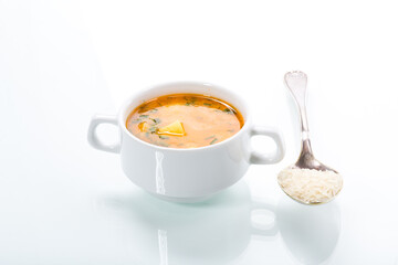 vegetarian tomato rice soup in a plate