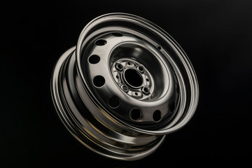 new black steel wheel rim for car, close-up