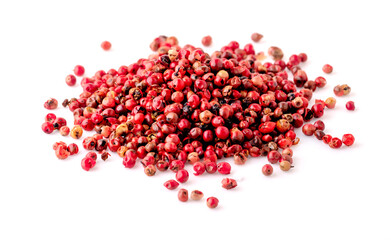 Pink pepper isolated on white background