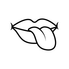 Pop art mouth with tongue out line style