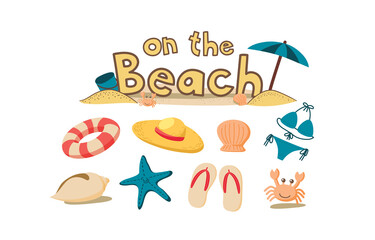 On the Beach Doodle Objects and Typography Collection