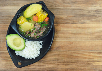 Typical Colombian soup. Sancocho.