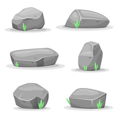 Boulder stones vector design illustration isolated on white background. Game assets
