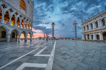 Sunrise at the Piazzetta San Marco and the Palazza Ducale in Venice, Italy