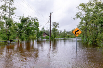 Flooded road way