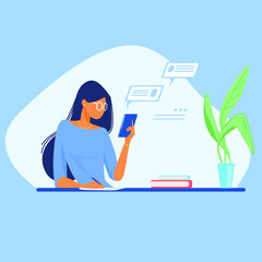 girl with smartphone in her handvector