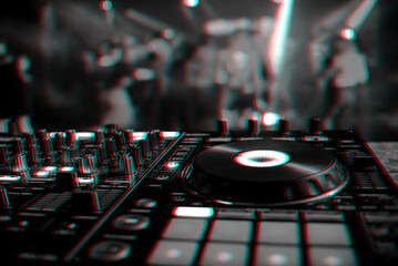 Fototapeta na wymiar professional DJ controller for mixing electronic music