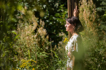 beautiful woman in a park