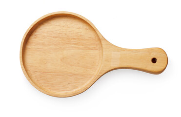 Wooden tray isolated on white background