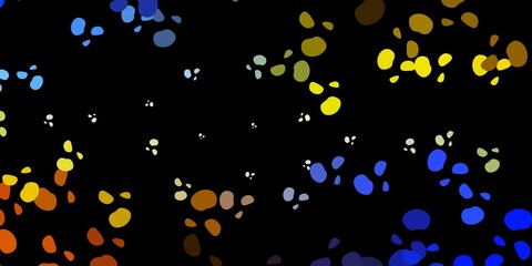 Dark blue, yellow vector pattern with abstract shapes.