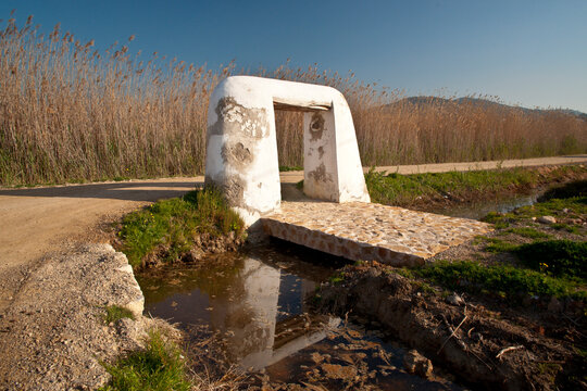 Portales de Feixa y canales de riego de origen musulman. Prat de Ses Monges.Ibiza.Balearic islands.Spain.