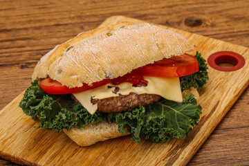 Italian ciabatta bread with burger