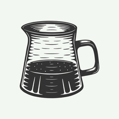 Vintage retro coffee american kettle. Can be used for logo emblem badge poster print patch, apparel design. Monochrome Graphic Art. Vector Illustration..