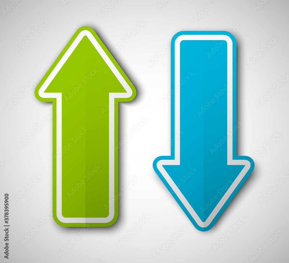 Poster Arrow banners set. Direct shape. 3d Abstract Background. Business infographic presentation diagram. Section compare service. Up and down trend. Paper index. Exact pointer