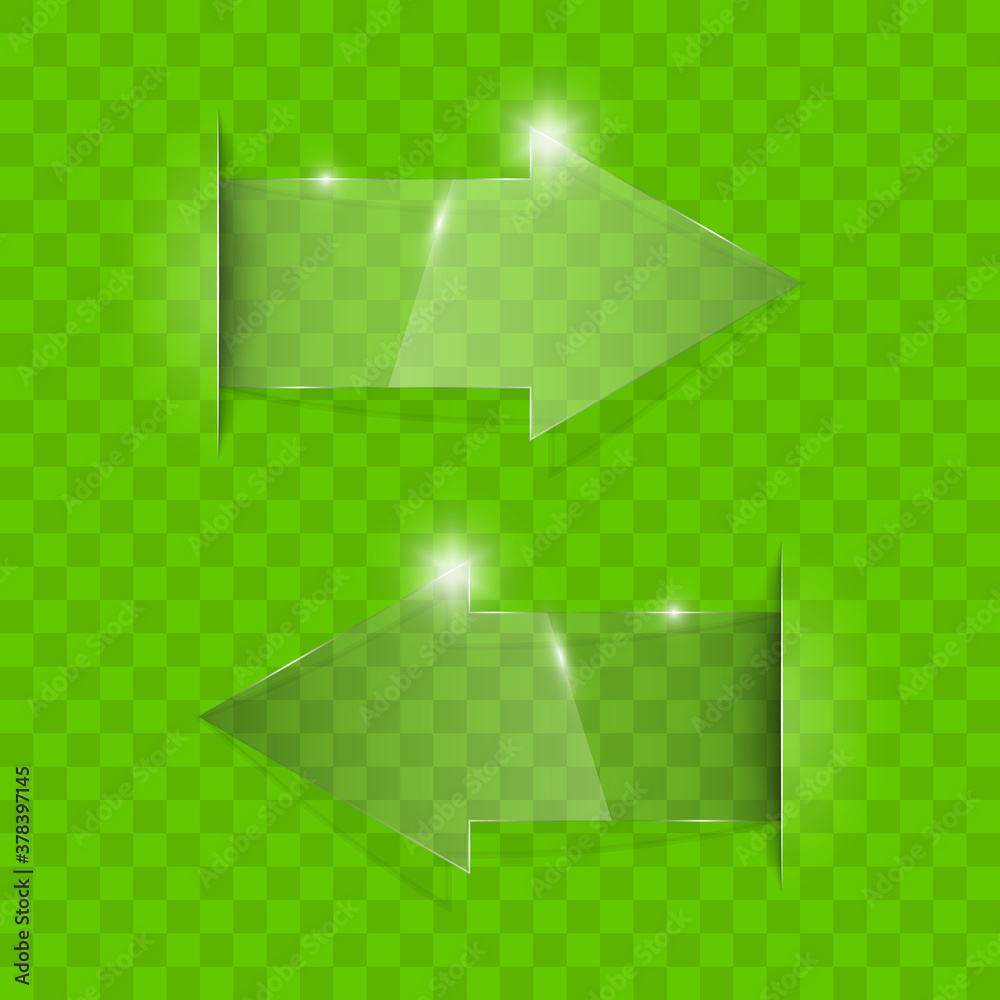 Aufkleber Transparent arrow banners set. Direct glassy shape. Abstract arrows Background. Business infographic presentation diagram. Section compare service. down arrow trend. Paper index. Exact pointer