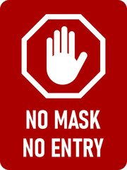 Fototapeta premium No Mask No Entry Vertical Instruction Icon with Stop Hand Sign, an Aspect Ratio of 3:4 and Rounded Corners. Vector Image.