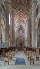 Fototapeta na wymiar Auxerre, France - 08 29 2020: View of Saint-Eusèbe Cathedral
