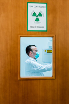 Male dentist working in laboratory at clinic